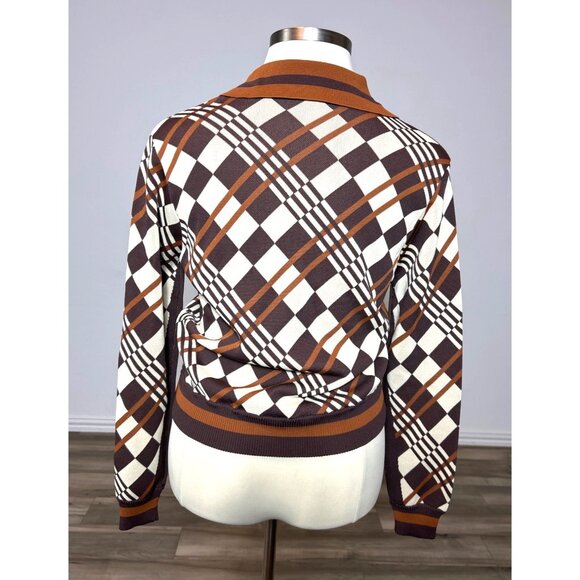 Dodo Bar Or Paula Jacquard-Knit Zip Jacket 2 Tone Brown Geometric Pattern 46. - Picture 5 of 16